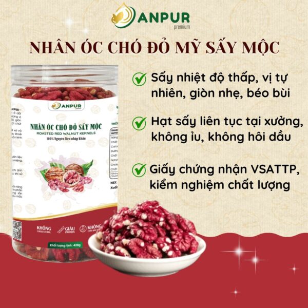 NHÂN ÓC CHÓ ĐỎ SẤY MỘC